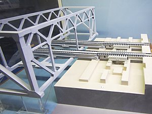 鉄道の橋と陸地の接続部の模型